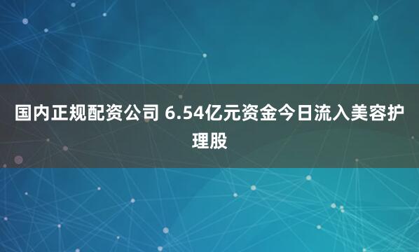 国内正规配资公司 6.54亿元资金今日流入美容护理股